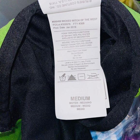 Wizard of Oz Wicked Witch Costume Girls M Green Black Hat Halloween - Picture 12 of 12